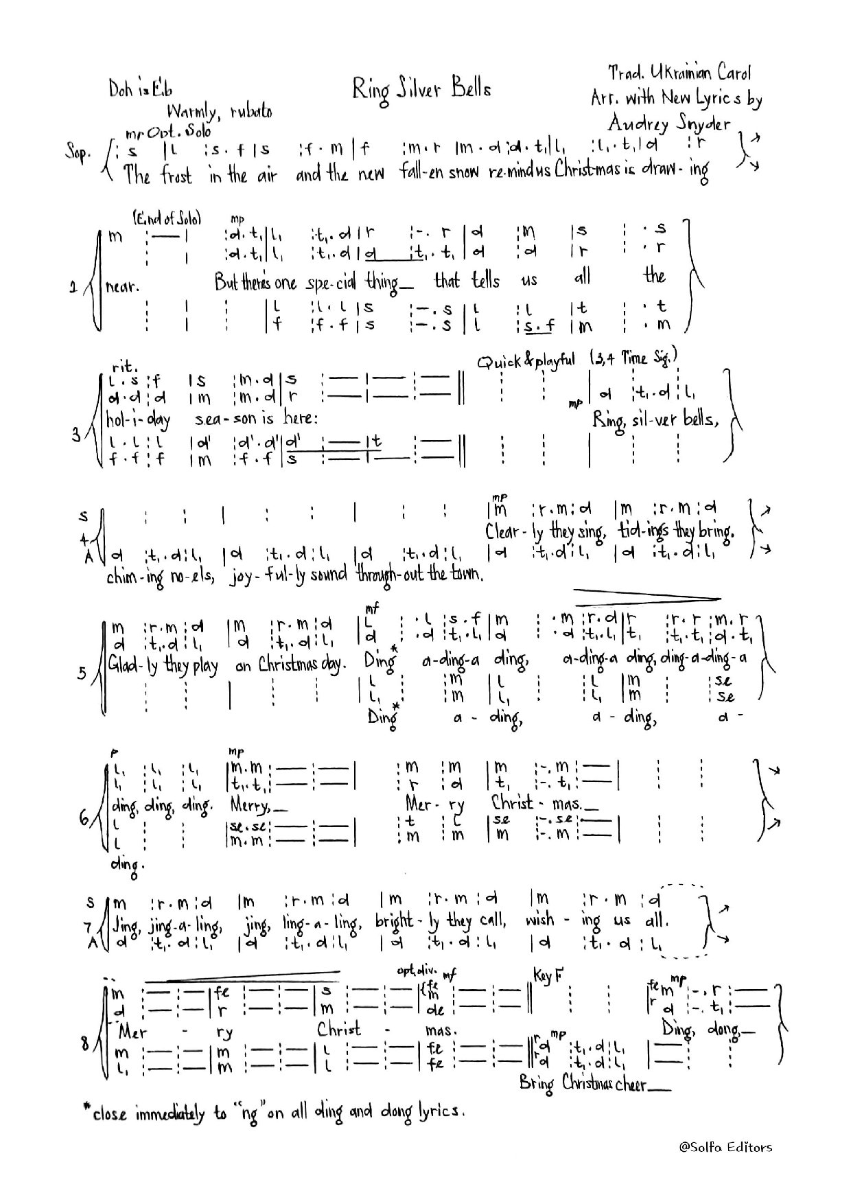 (Xmas) Ring Silver Bells - Download Choir Script PDF