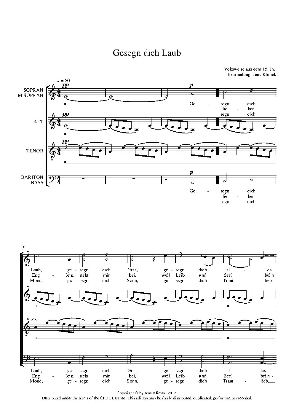Gesegn dich Laub - Choir Script PDF Thumbnail