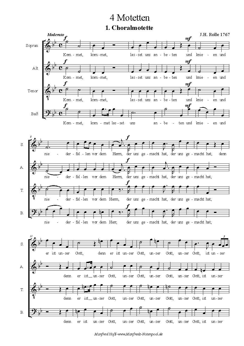 Gesammelte Motetten für Sopran, Alt, Tenor und Bass - Choir Script PDF Thumbnail