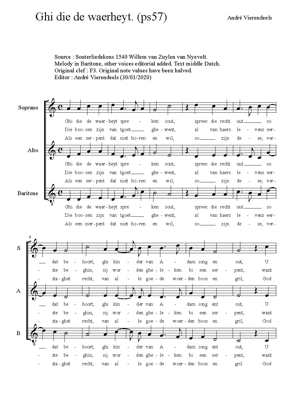 Ghi die de waerheyt - Choir Script PDF Thumbnail