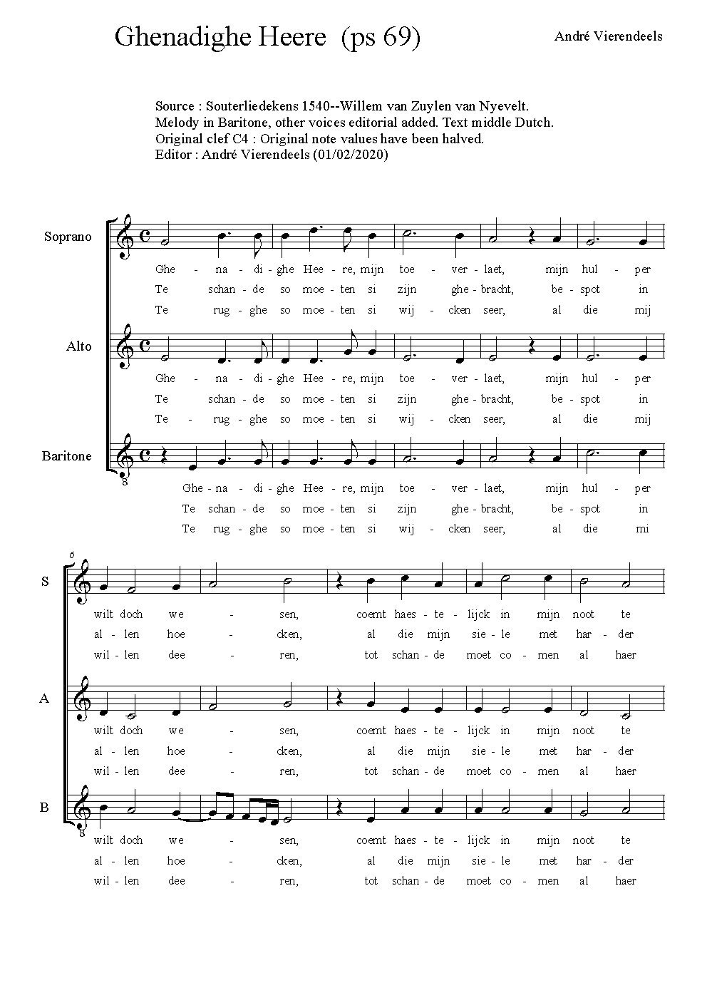 Ghenadighe Heere - Choir Script PDF Thumbnail