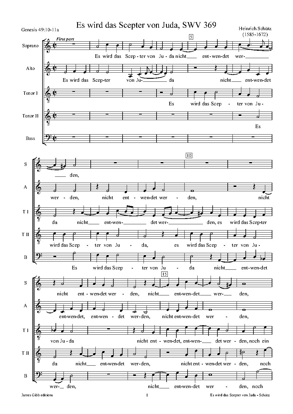 Es wird das Scepter von Juda nicht entwendet werden, SWV 369 - Choir Script PDF Thumbnail