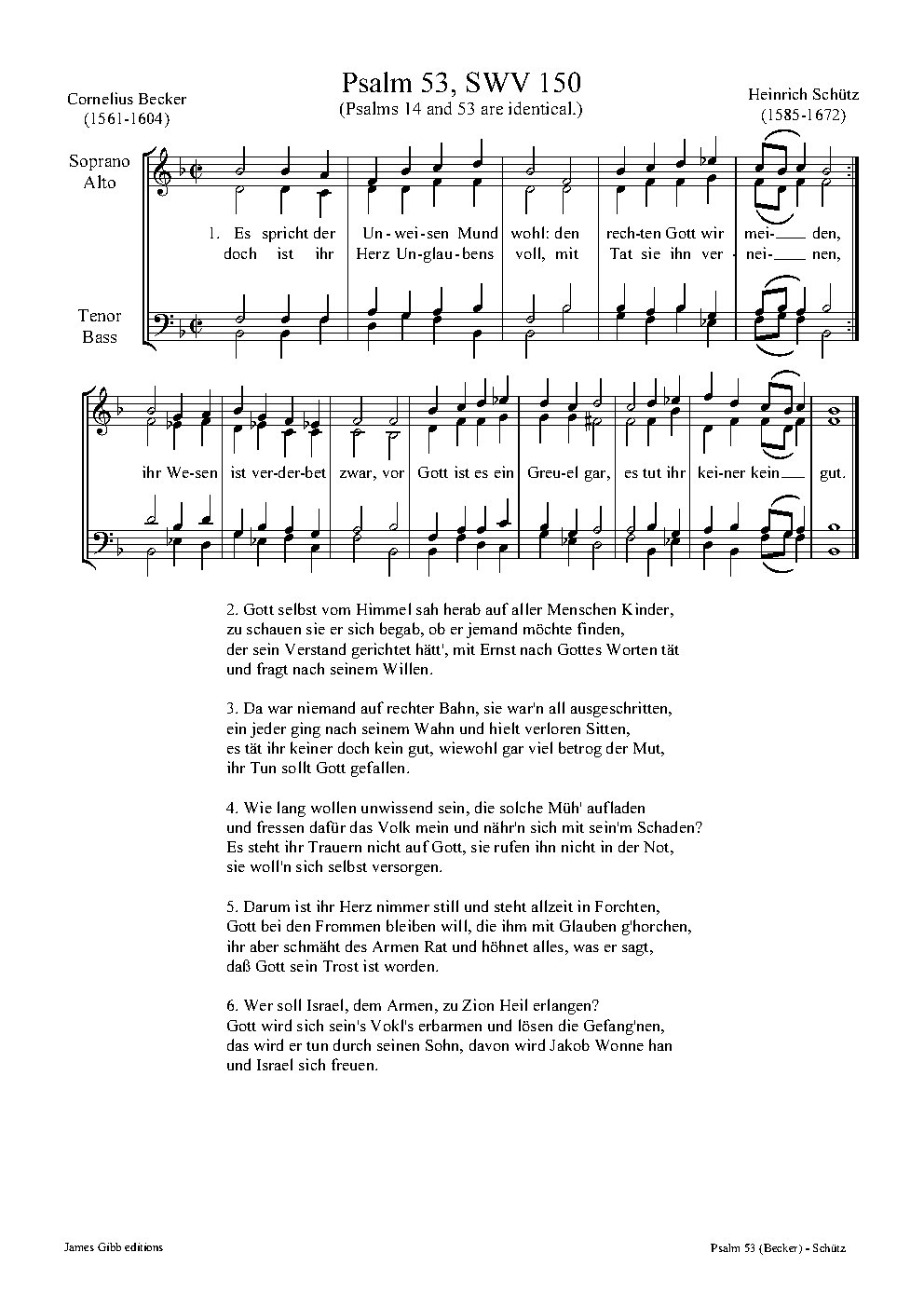 Es spricht der Unweisen Mund wohl, SWV 150 - Choir Script PDF Thumbnail