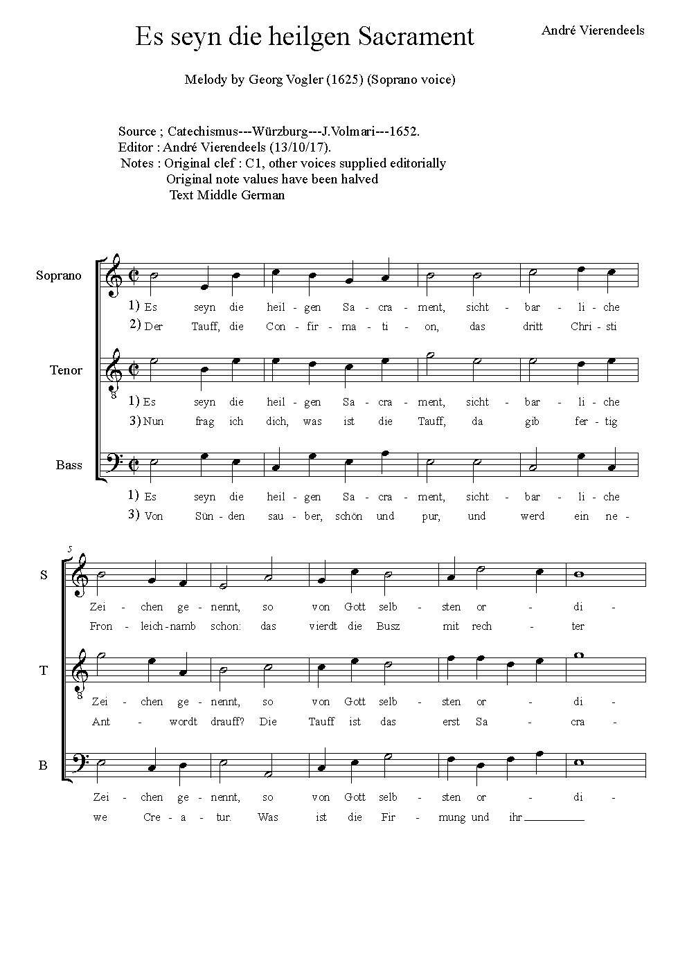 Es seyn die heilgen Sacrament - Choir Script PDF Thumbnail