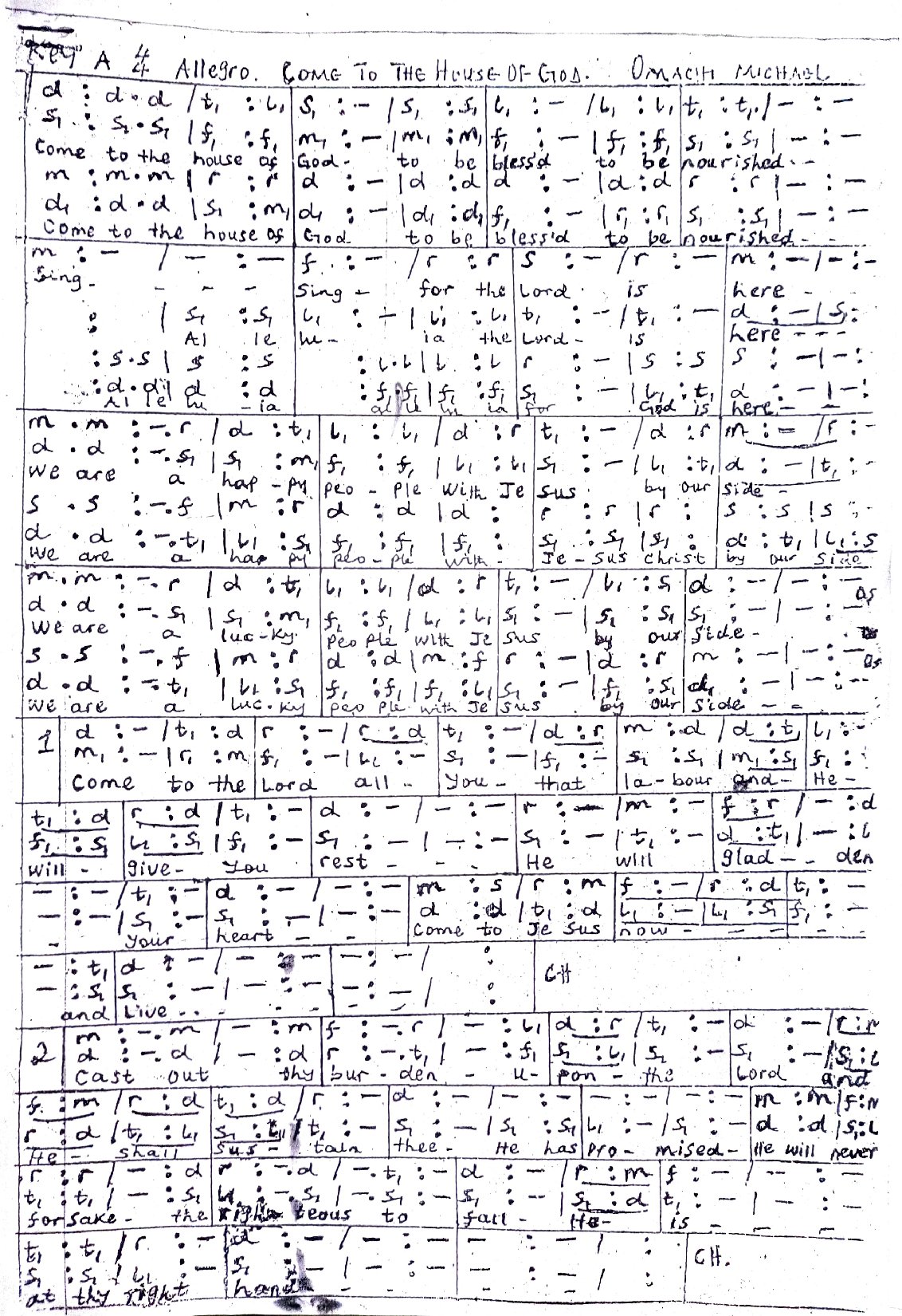 Come To The House Of God - Download Choir Script PDF