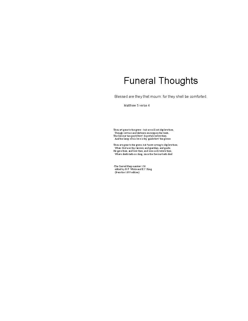 Funeral Thoughts