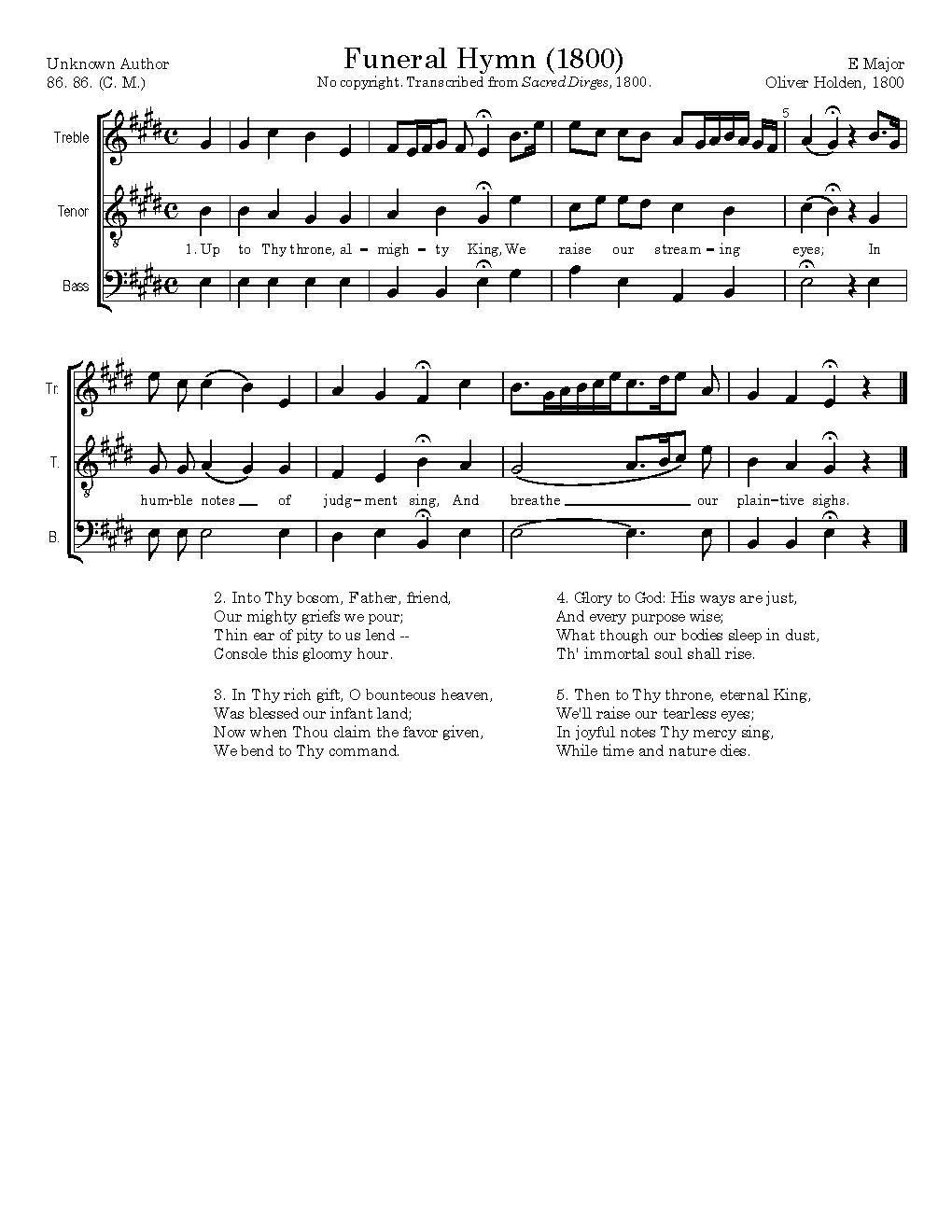 Funeral Hymn (1800) - Choir Script PDF Thumbnail