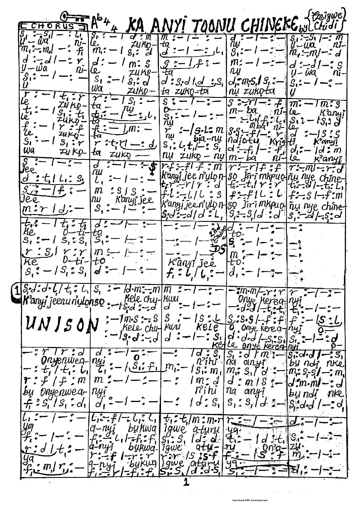 Ka Anyi Toonu Chineke - Download Choir Script PDF
