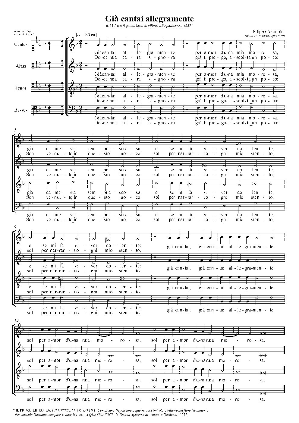 Gia cantai allegramente - Choir Script PDF Thumbnail