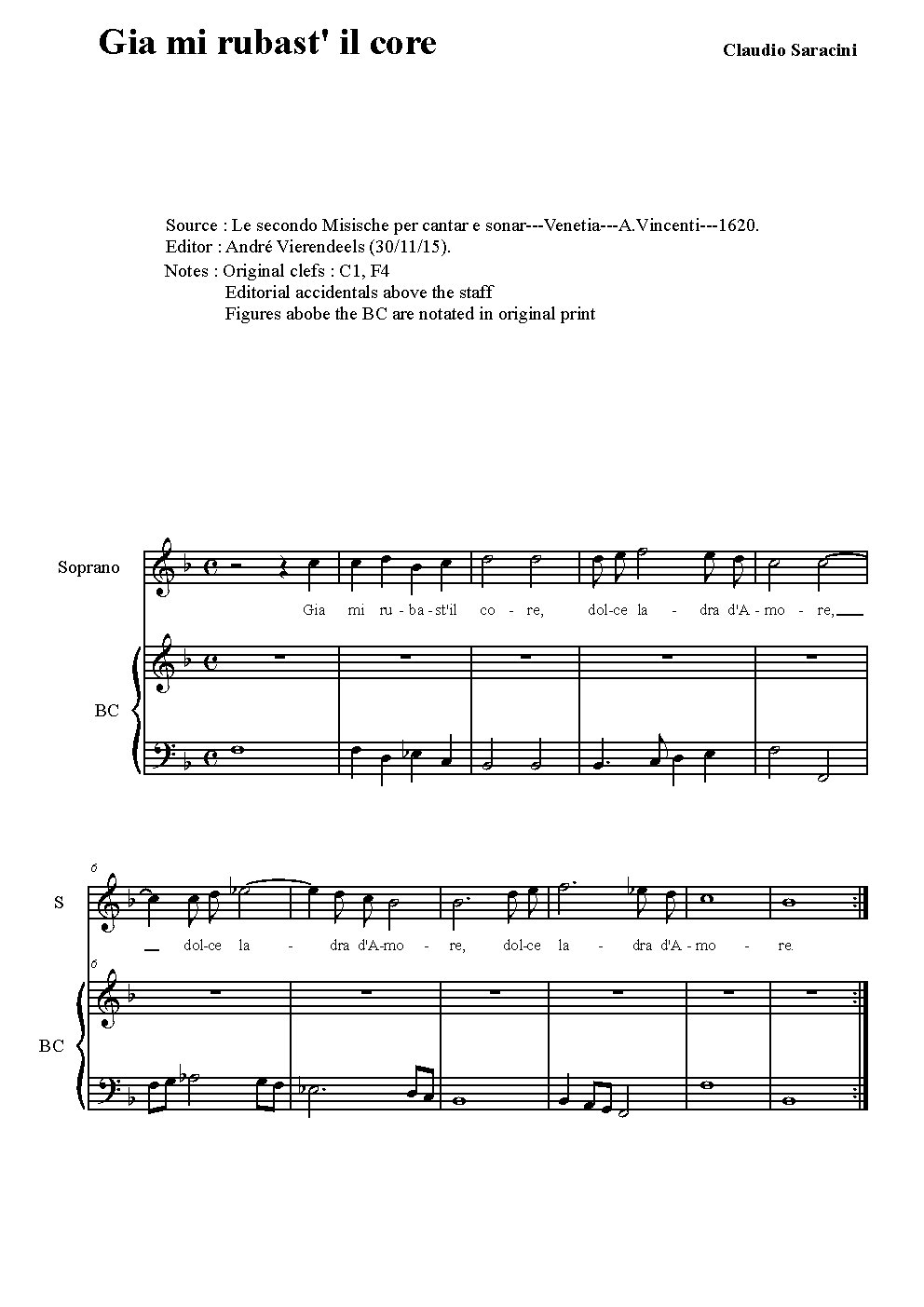 Gia mi rubast' il core - Choir Script PDF Thumbnail