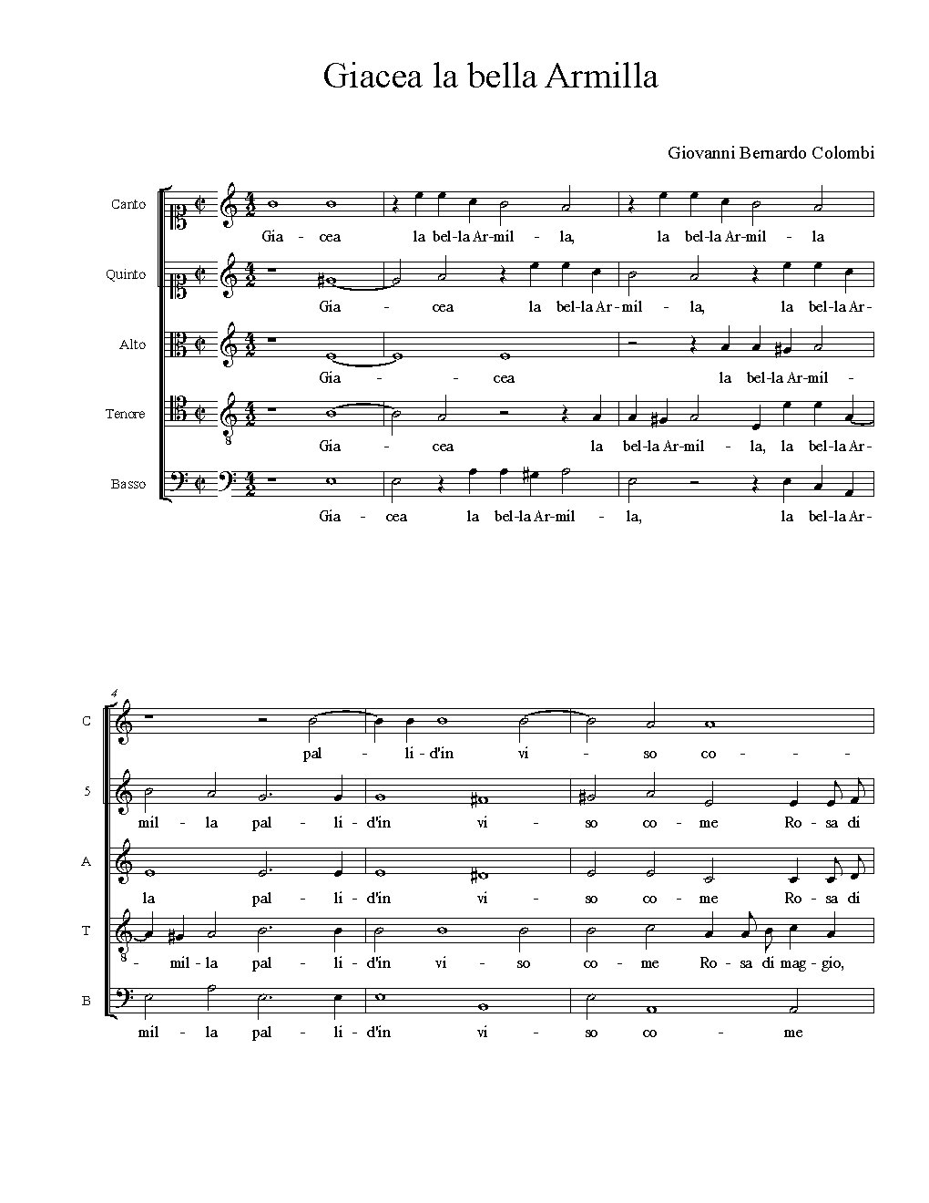 Giacea la bella Armilla - Choir Script PDF Thumbnail