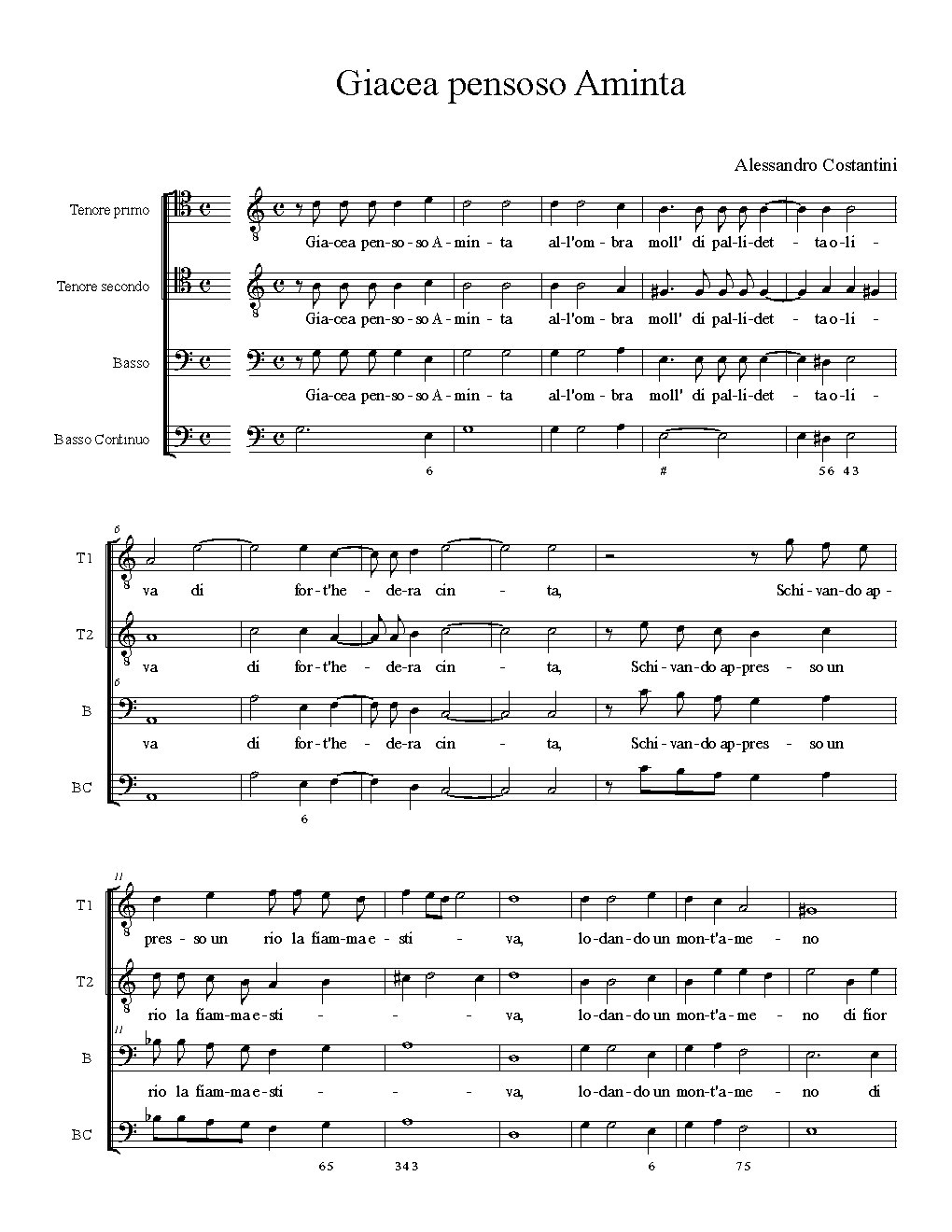 Giacea pensoso Aminta - Choir Script PDF Thumbnail