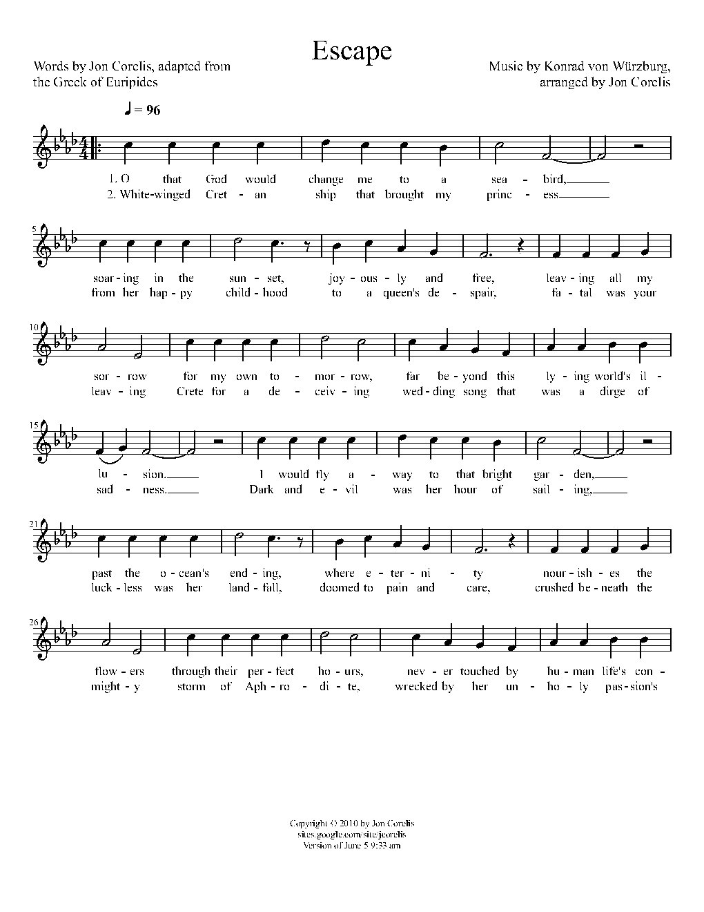 Escape: Chorus from Euripides' Hippolytos