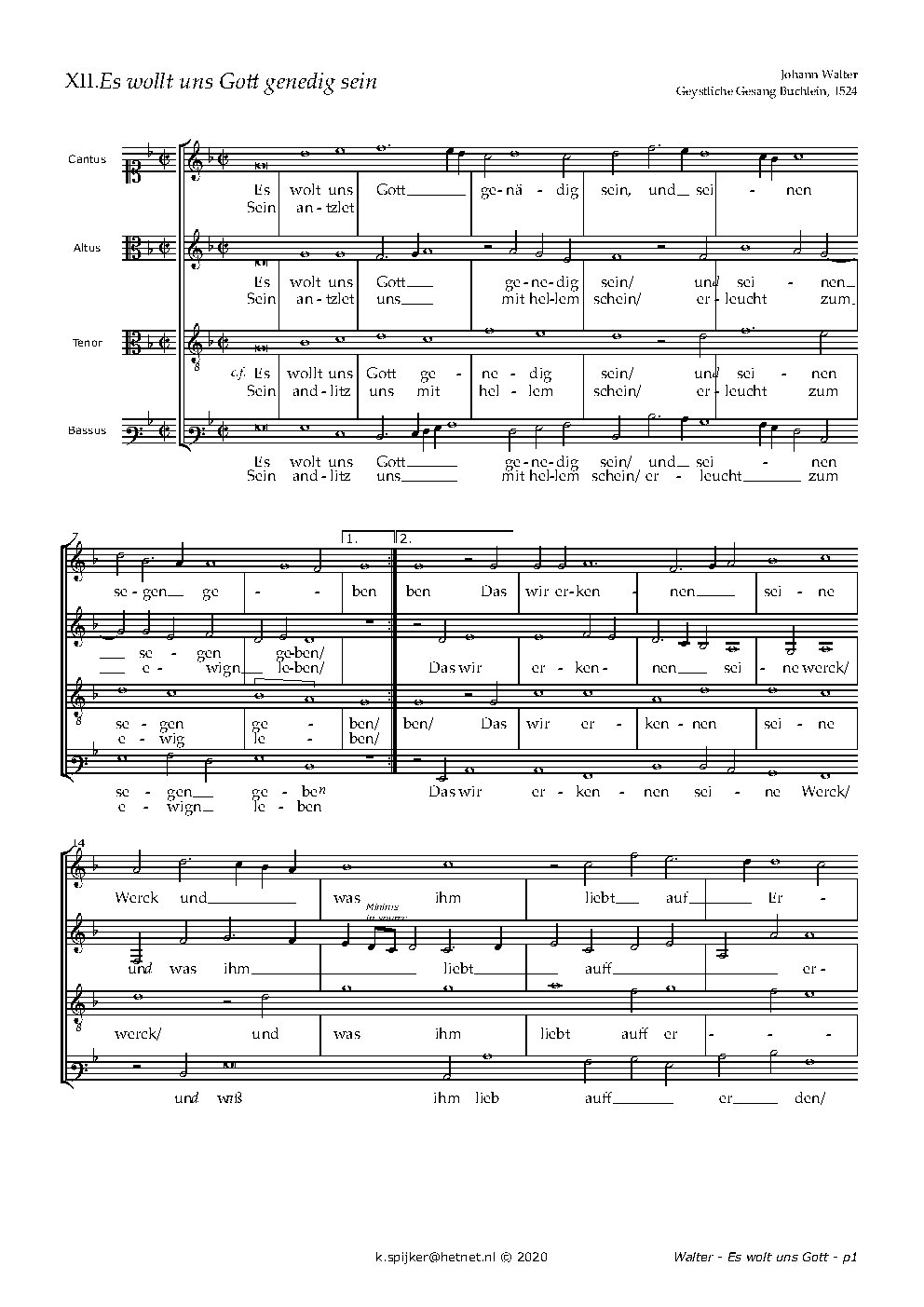 Es wolt uns Gott genädig sein - Choir Script PDF Thumbnail