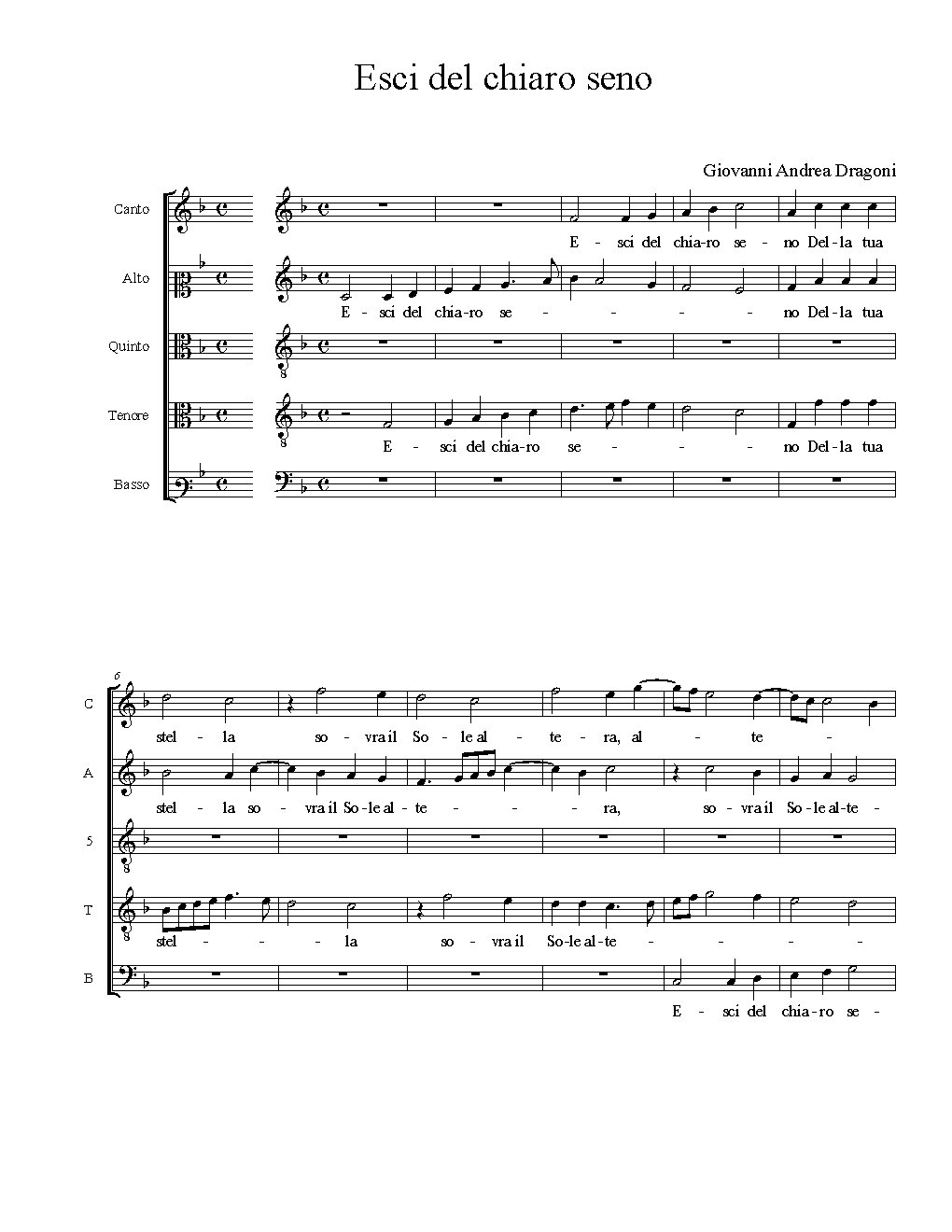 Esci del chiaro seno - Choir Script PDF Thumbnail