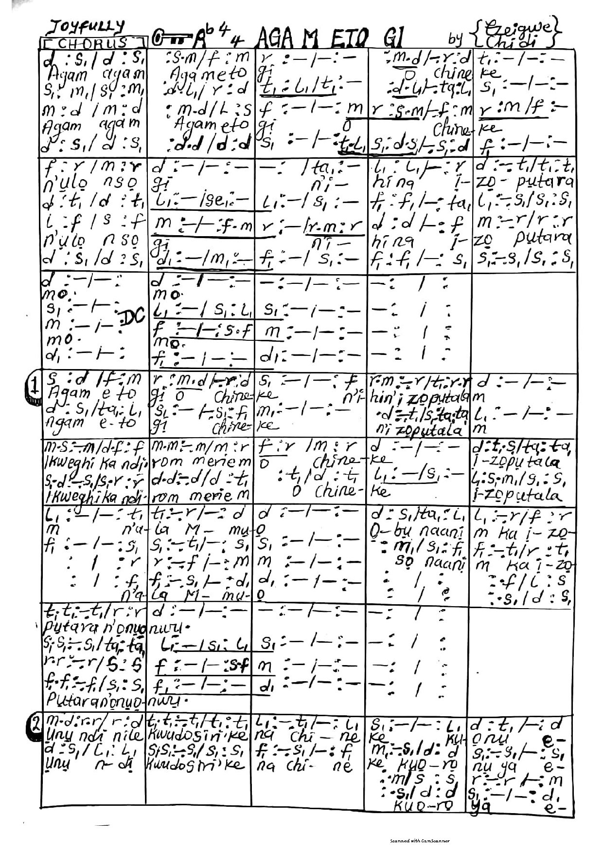 Aga M Eto Gi - Download Choir Script PDF