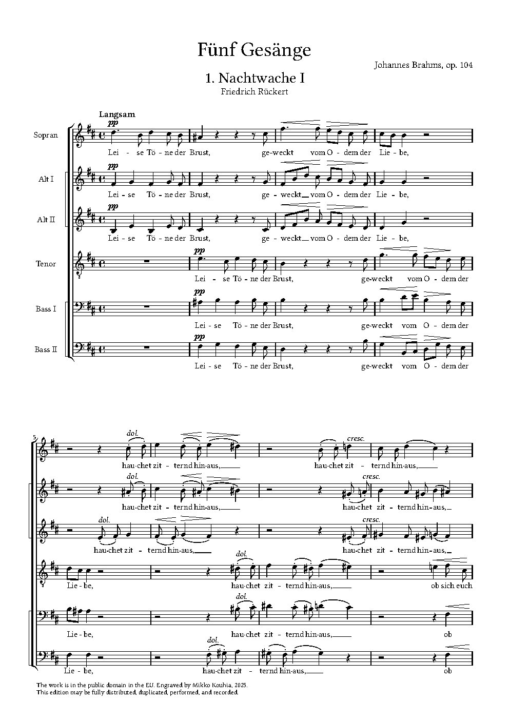 Fünf Gesänge, Op. 104