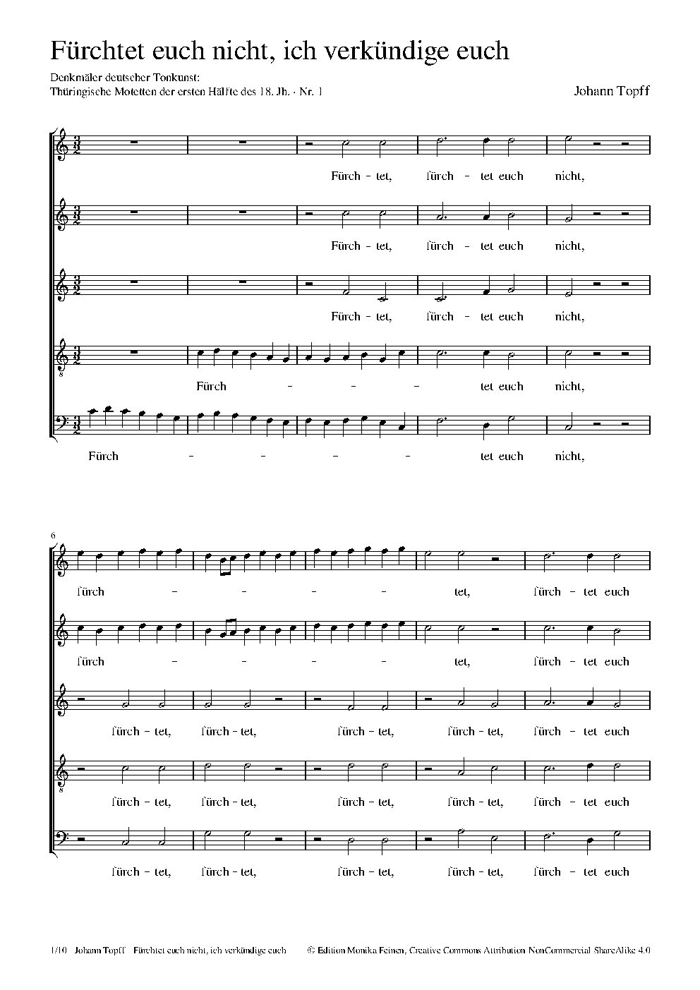 Fürchtet euch nicht, ich verkündige euch - Choir Script PDF Thumbnail