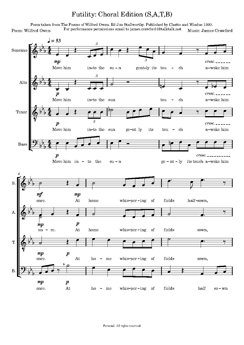 Futility. Choral Edition.