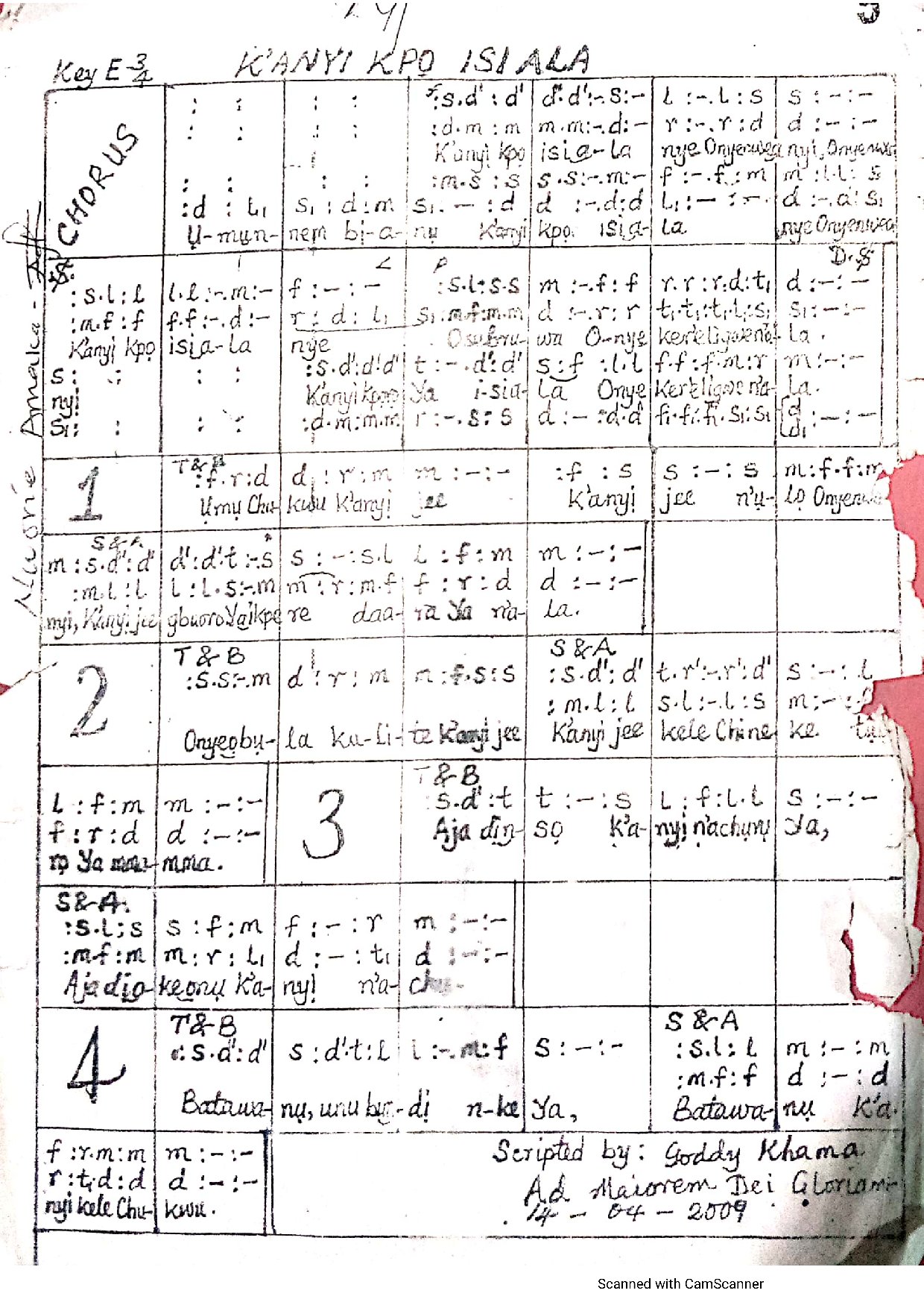 K Anyi Kpoo Isi Ala - Download Choir Script PDF
