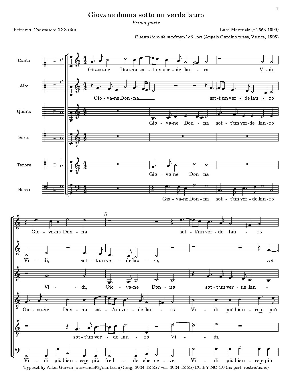 Giovane Donna - Choir Script PDF Thumbnail