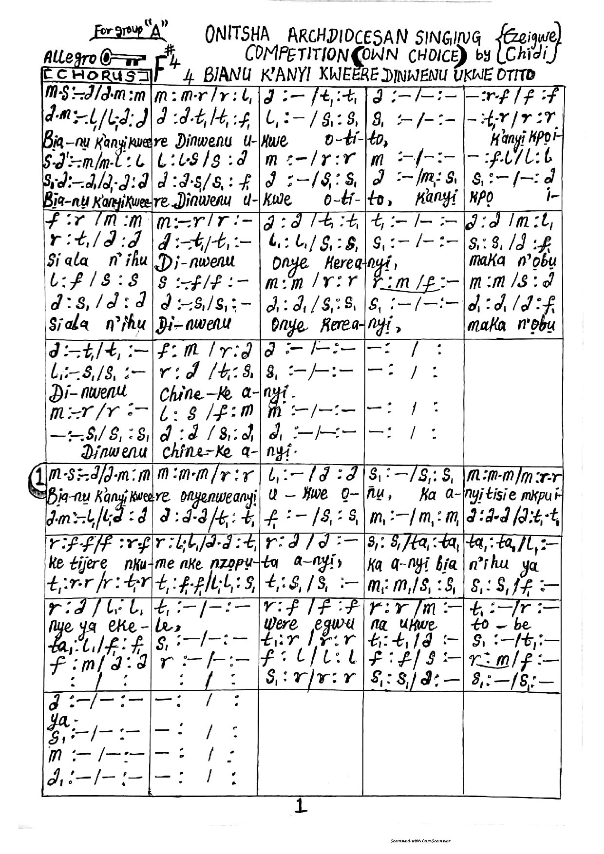 Bianu K Anyi Kweere Dinwenu Ukwe Otito - Download Choir Script PDF