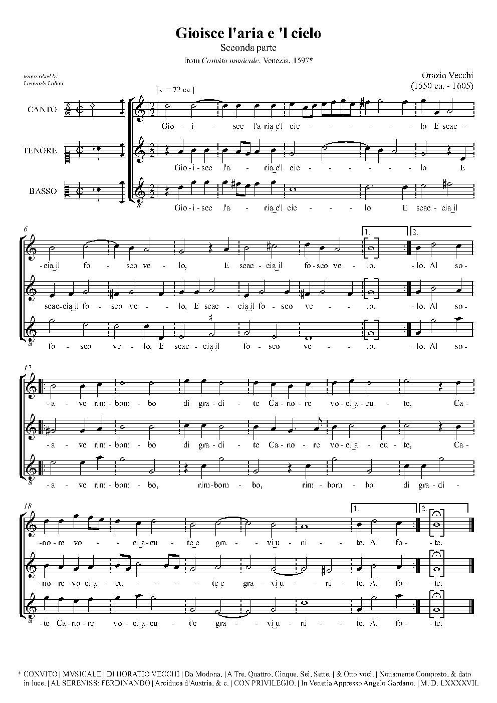 Gioisce l'aria e 'l cielo