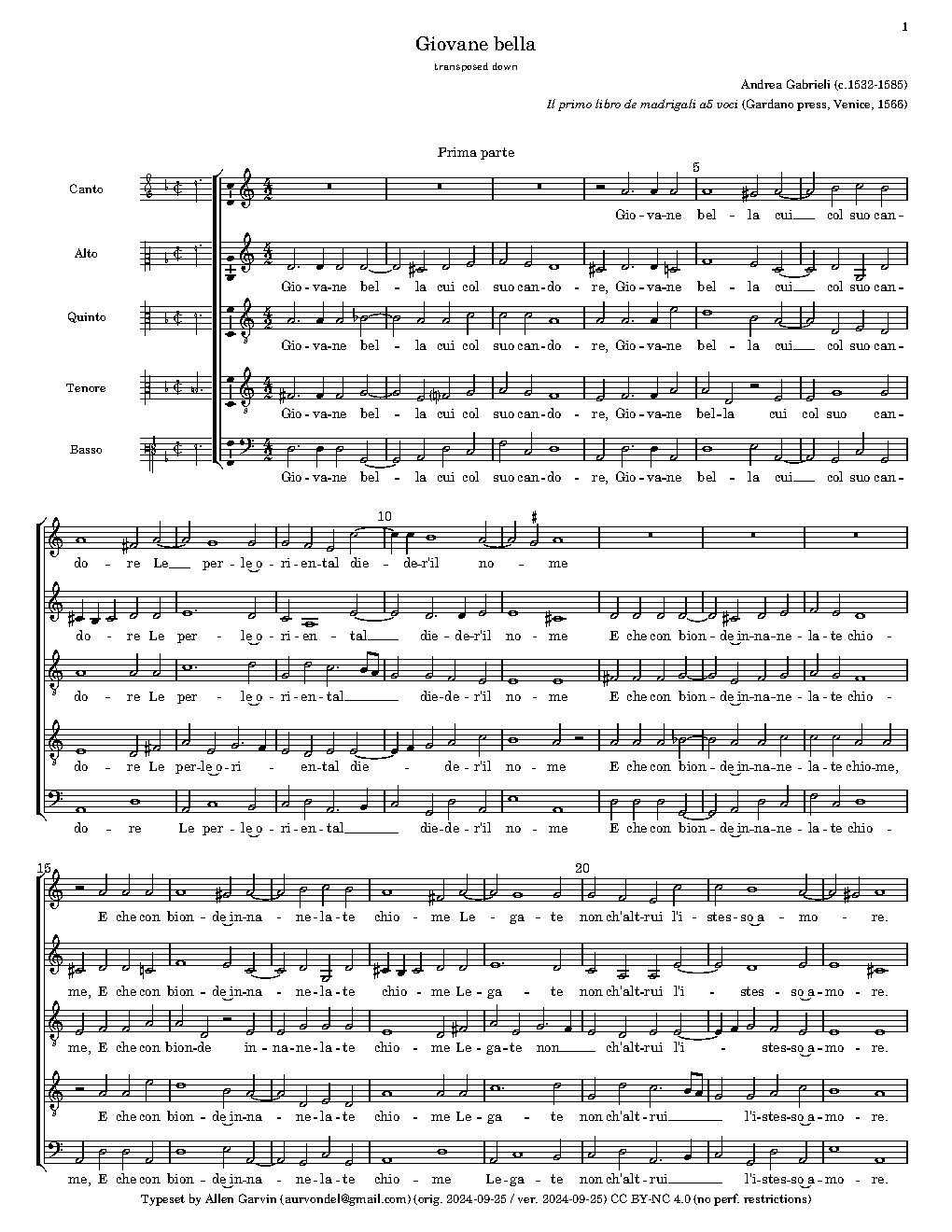 Giovane bella - Choir Script PDF Thumbnail