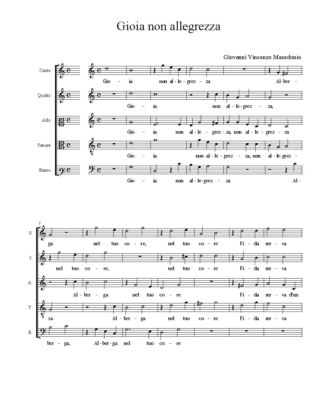 Gioia non allegrezza - Choir Script PDF Thumbnail