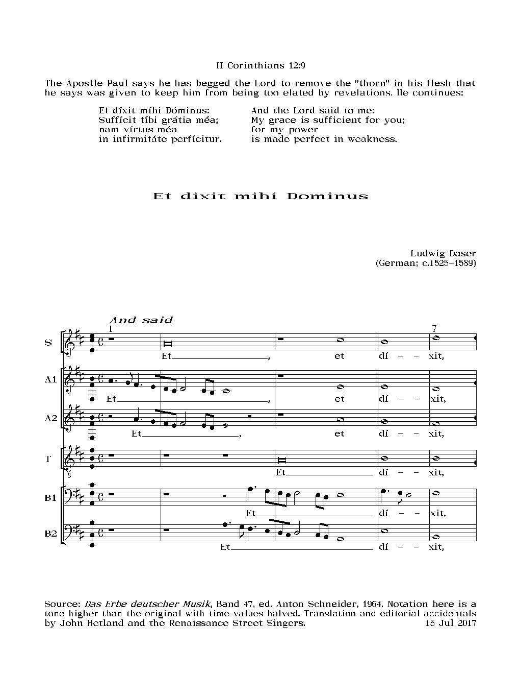 Et dixit mihi Dominus - Choir Script PDF Thumbnail