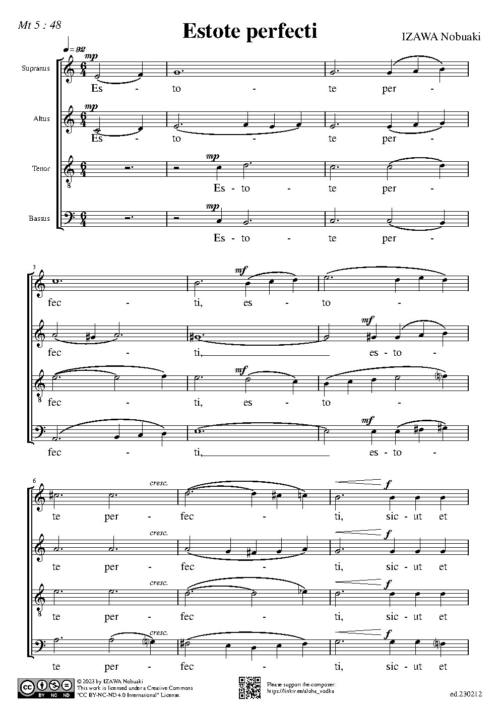 Estote perfecti - Choir Script PDF Thumbnail
