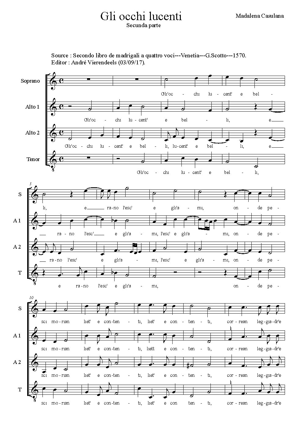 Gli occhi lucenti - Choir Script PDF Thumbnail