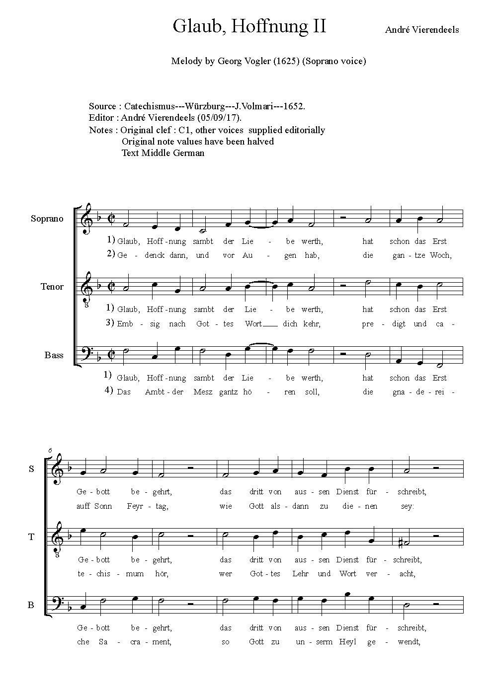 Glaub, Hoffnung seyn zwo Tugend gut II - Choir Script PDF Thumbnail