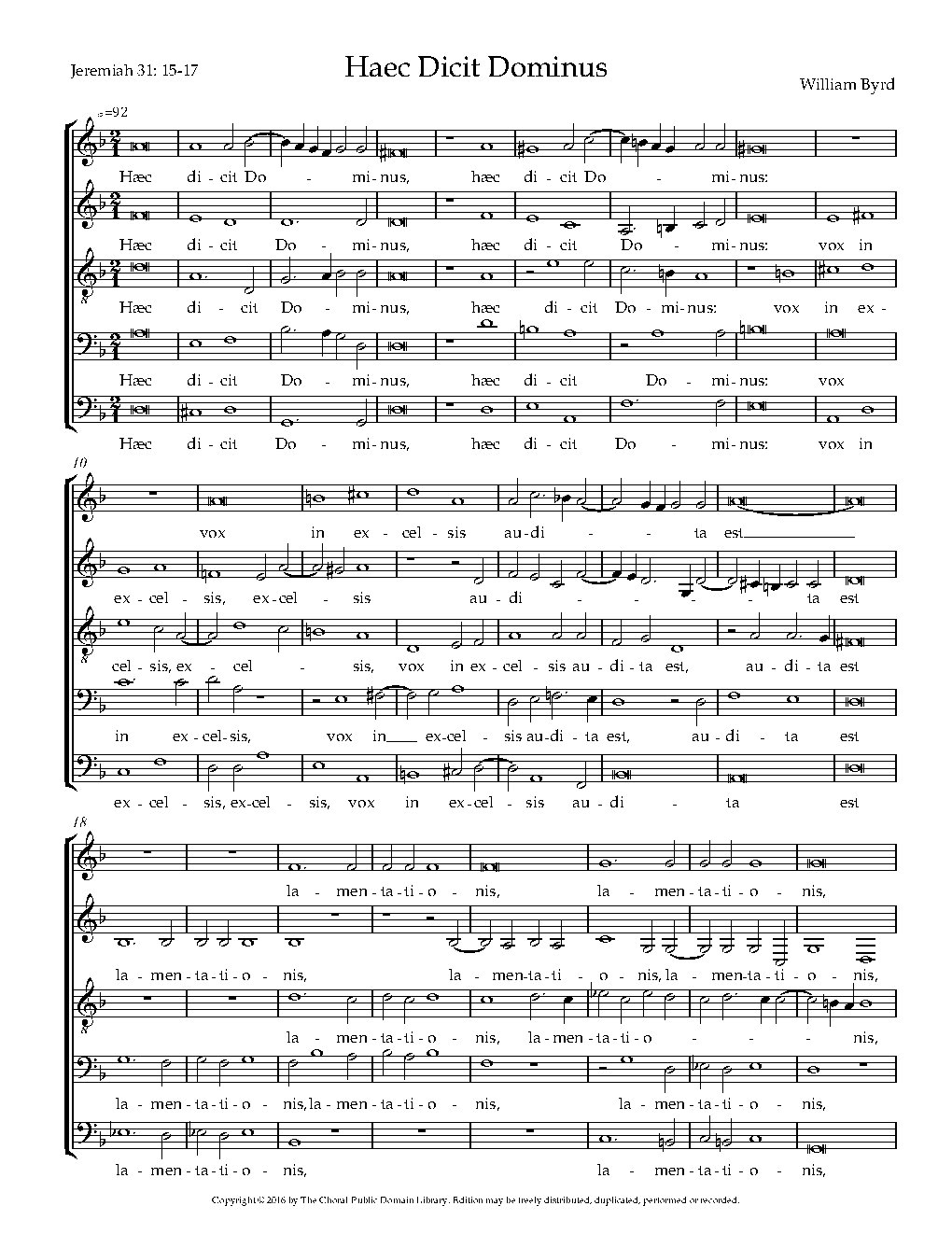 Haec dicit Dominus - Choir Script PDF Thumbnail