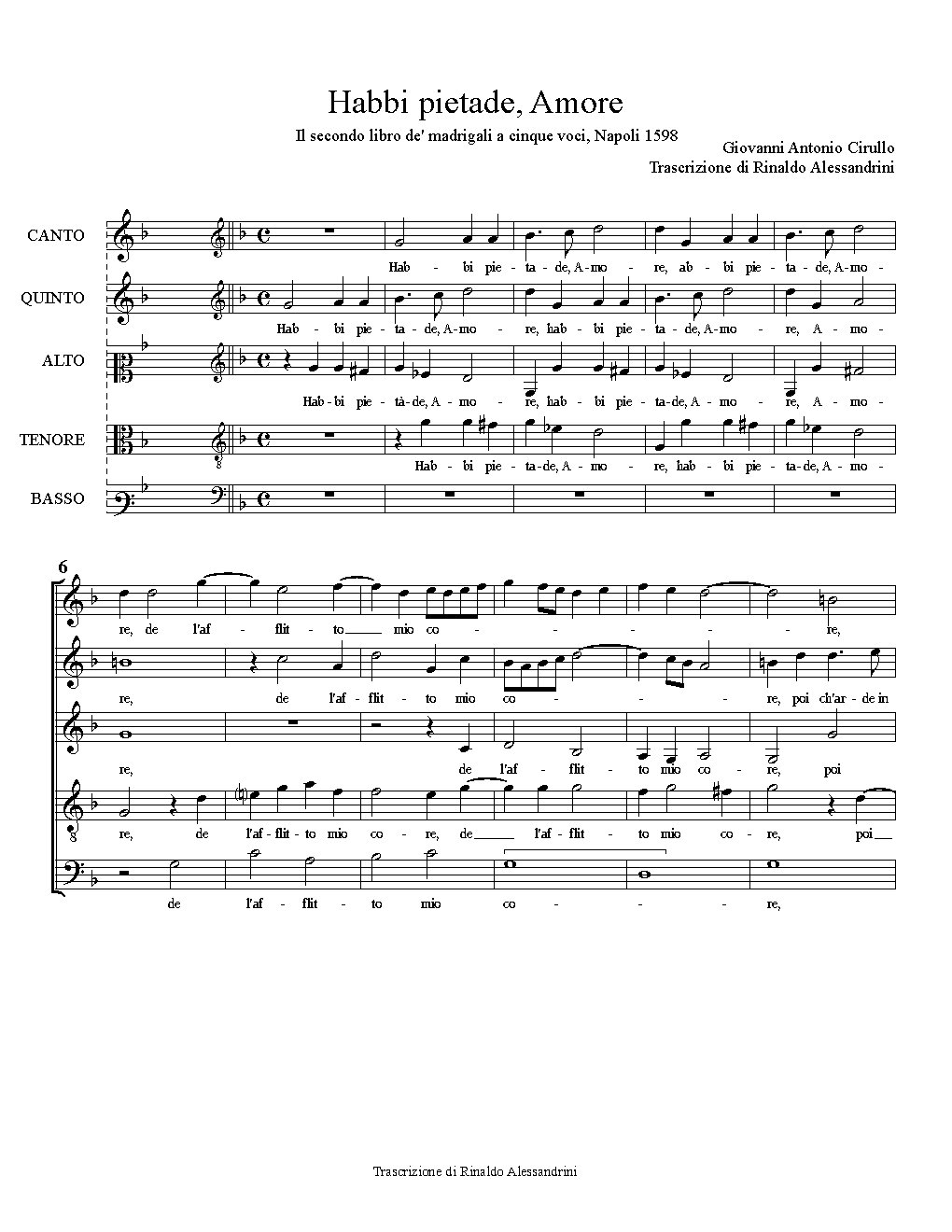 Habbi pietade, Amore - Choir Script PDF Thumbnail