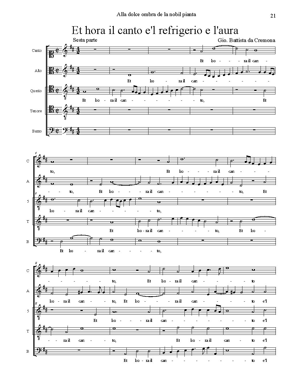 Et hora il canto e'l refrigerio e l'aura