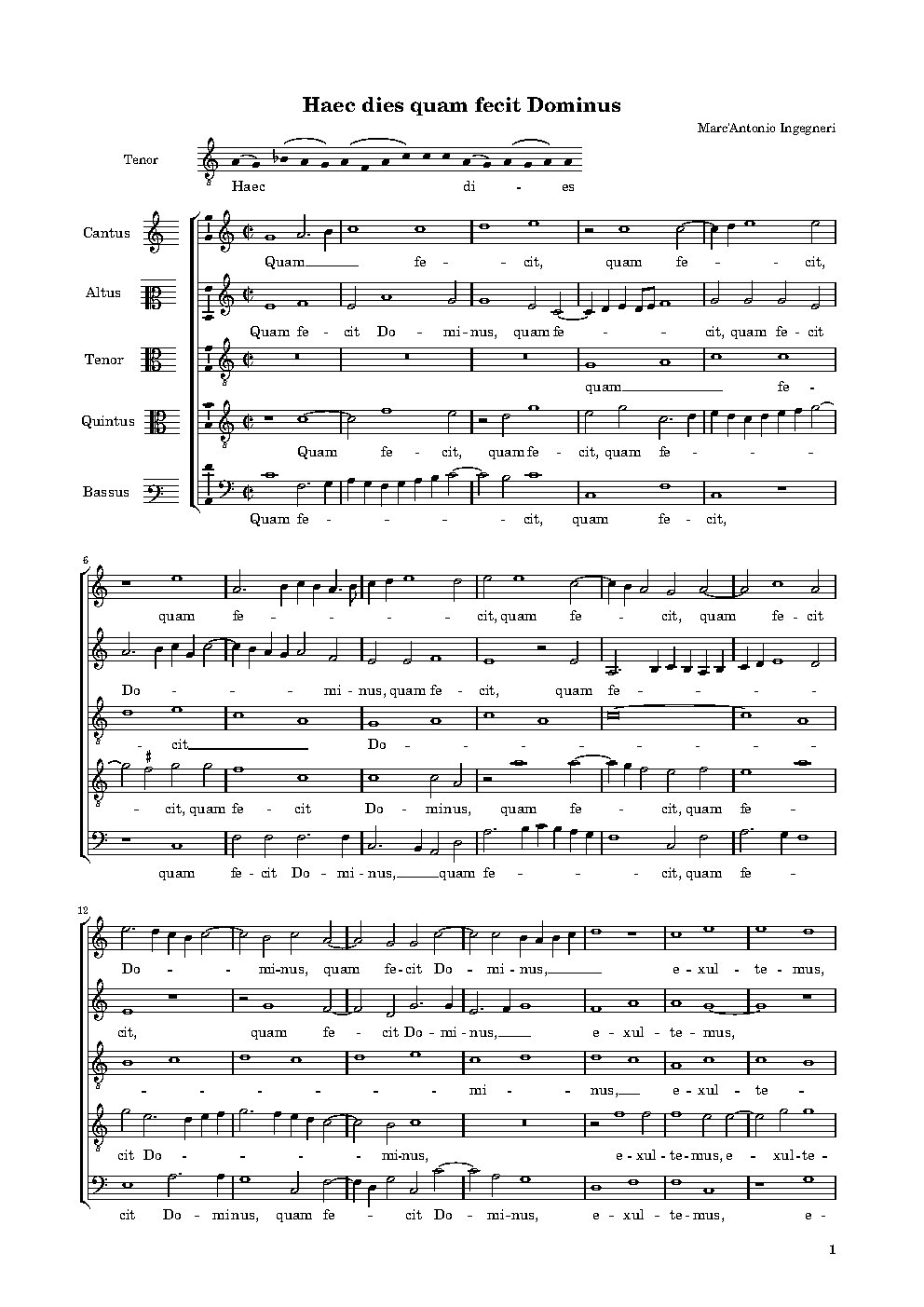 Haec dies quam fecit Dominus (a 5)