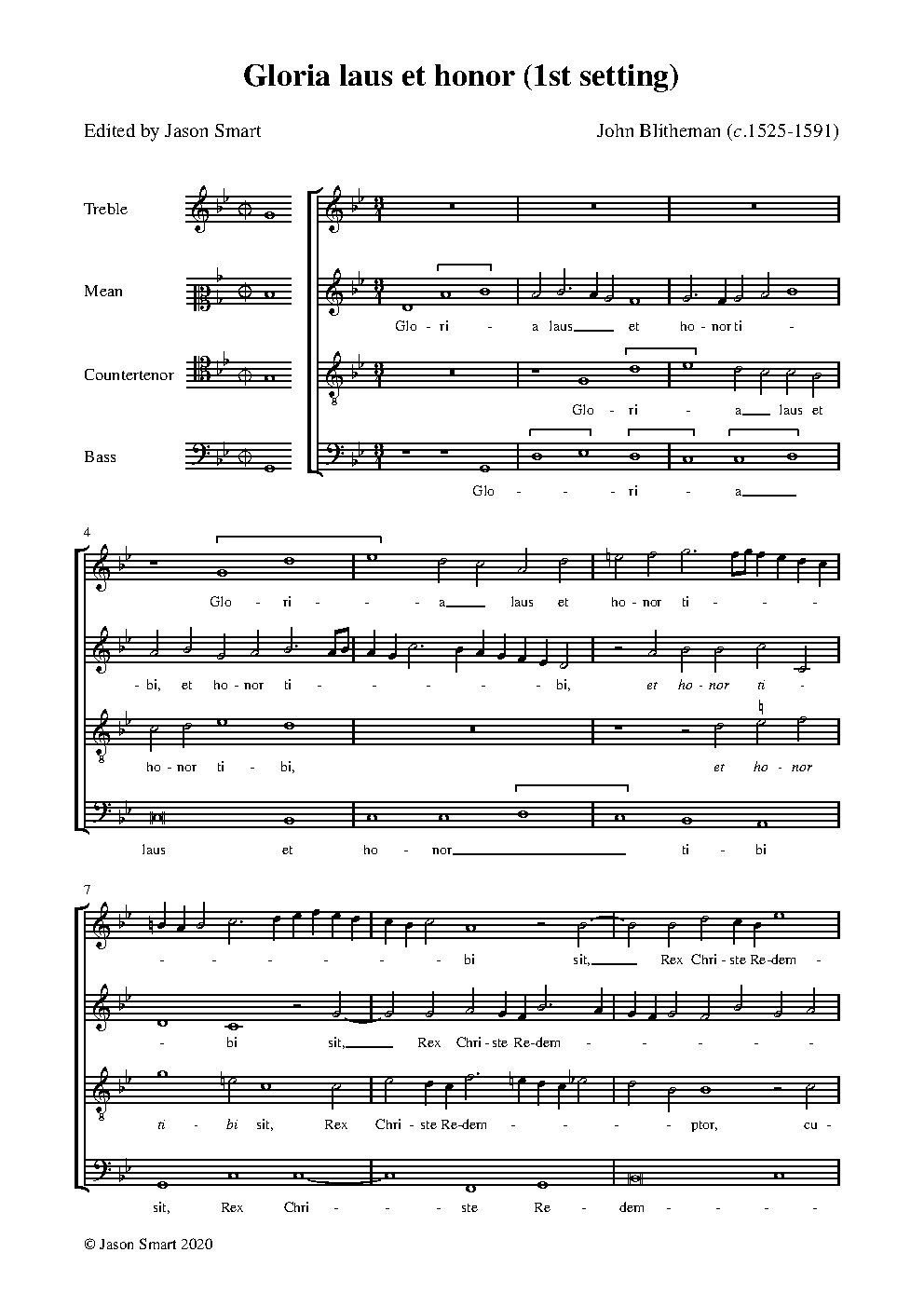 Gloria, laus et honor (1st setting) - Choir Script PDF Thumbnail