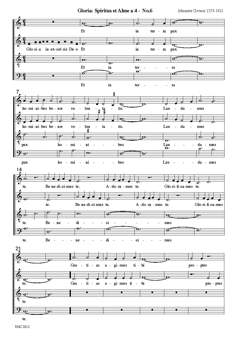 Gloria: Spiritus et Alme a 4 - Choir Script PDF Thumbnail