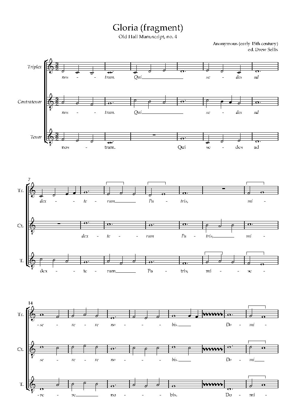 Gloria, Old Hall 4a - Choir Script PDF Thumbnail