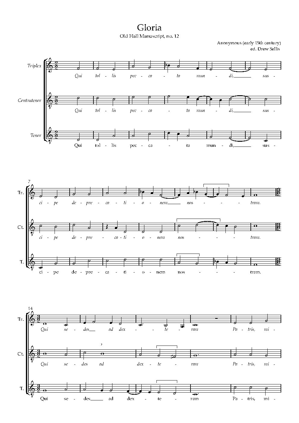 Gloria, Old Hall 11 - Choir Script PDF Thumbnail