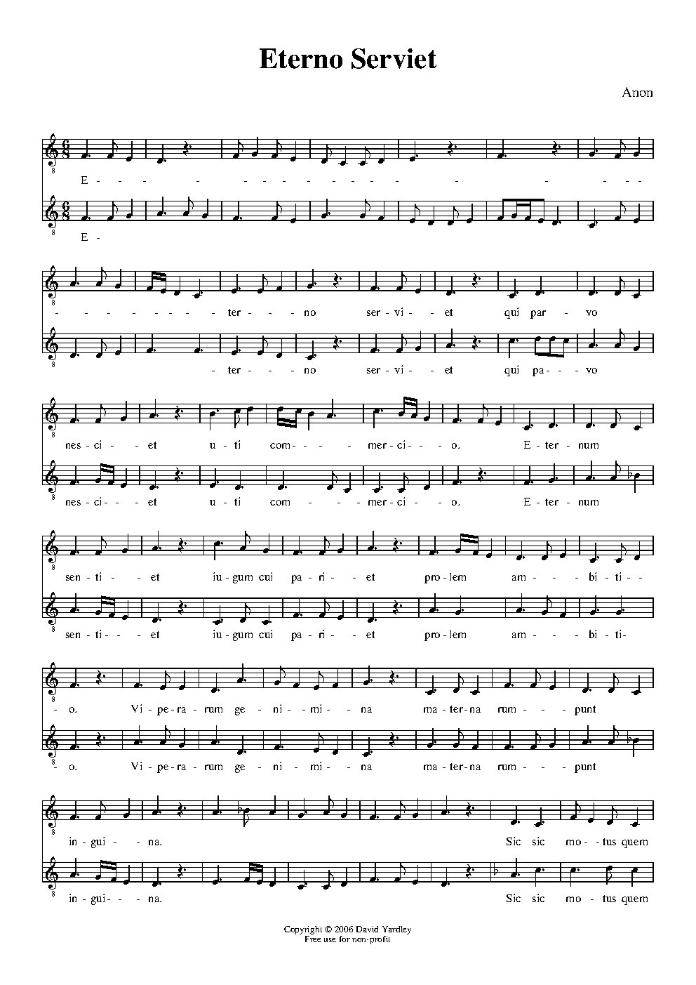 Eterno Serviet - Choir Script PDF Thumbnail