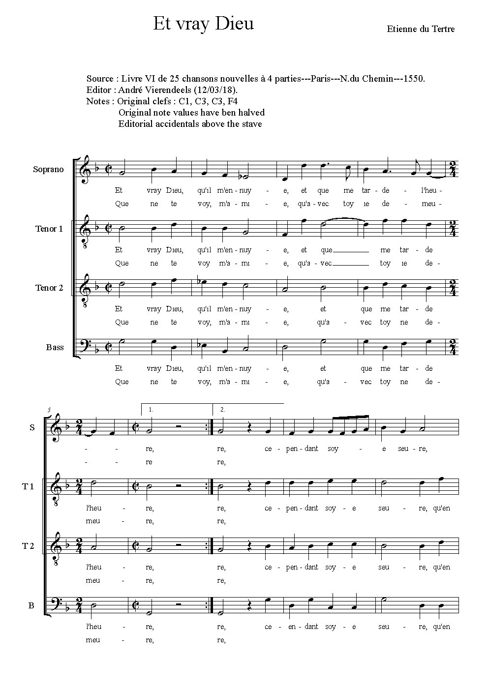 Et vray dieu - Choir Script PDF Thumbnail