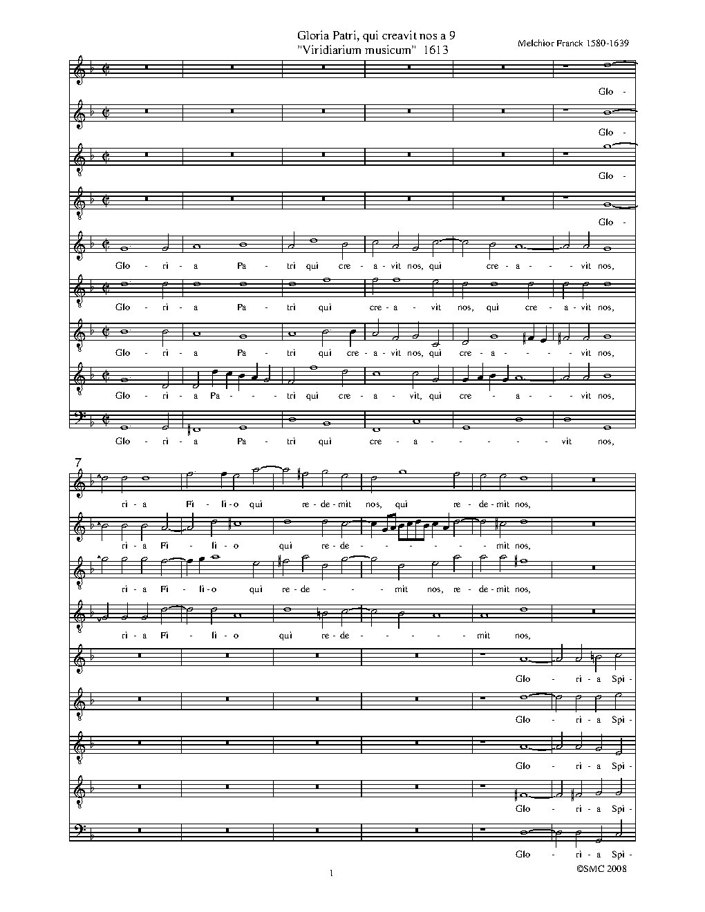 Gloria Patri, qui creavit nos, a 9 - Choir Script PDF Thumbnail