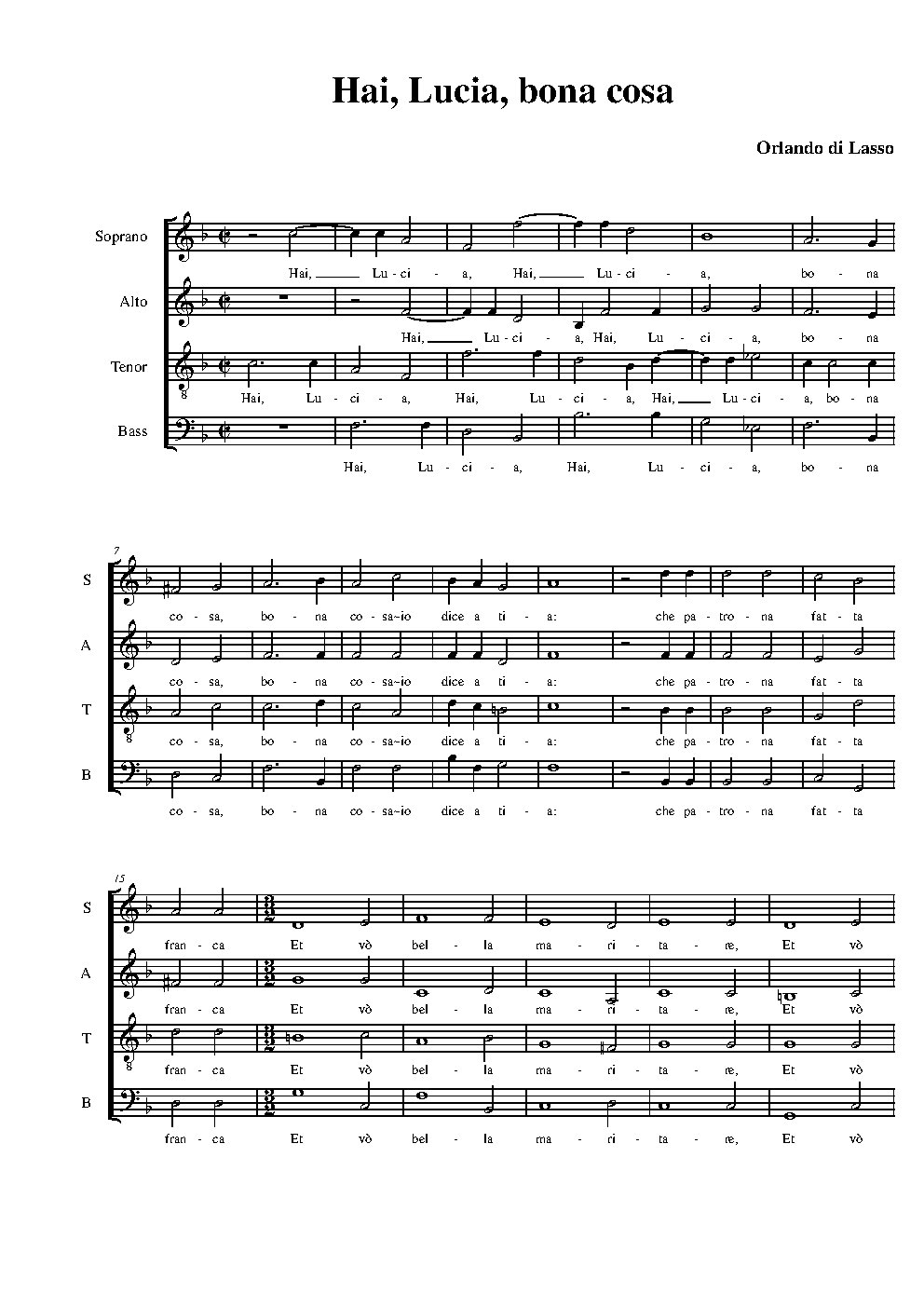 Hai, Lucia, bona cosa - Choir Script PDF Thumbnail