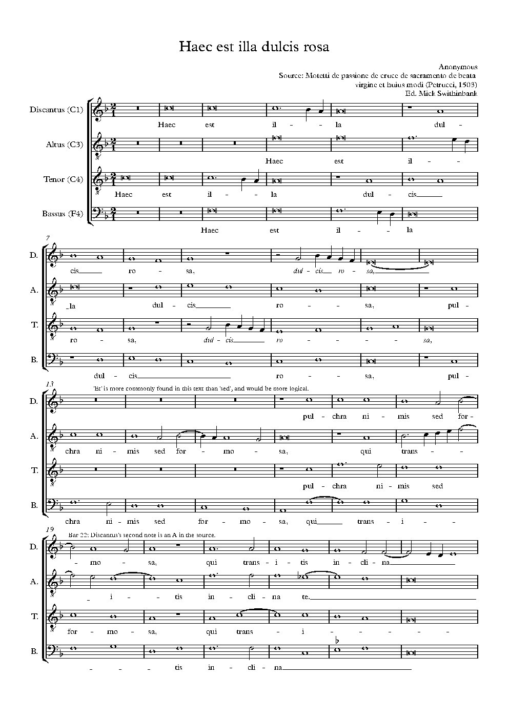 Haec est illa dulcis rosa - Choir Script PDF Thumbnail