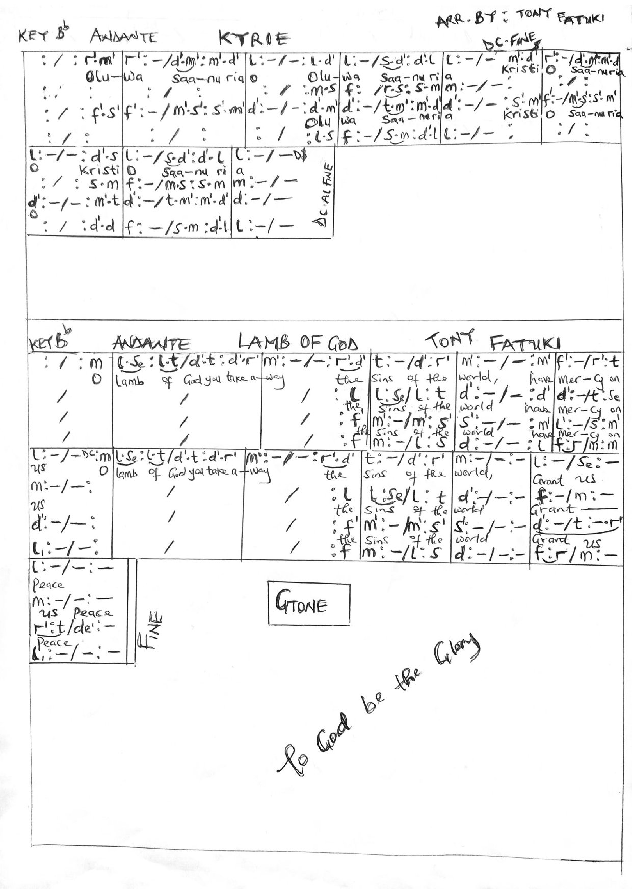 Ekiti Kyrie & Lamb Of God - Gtone - Download Choir Script PDF