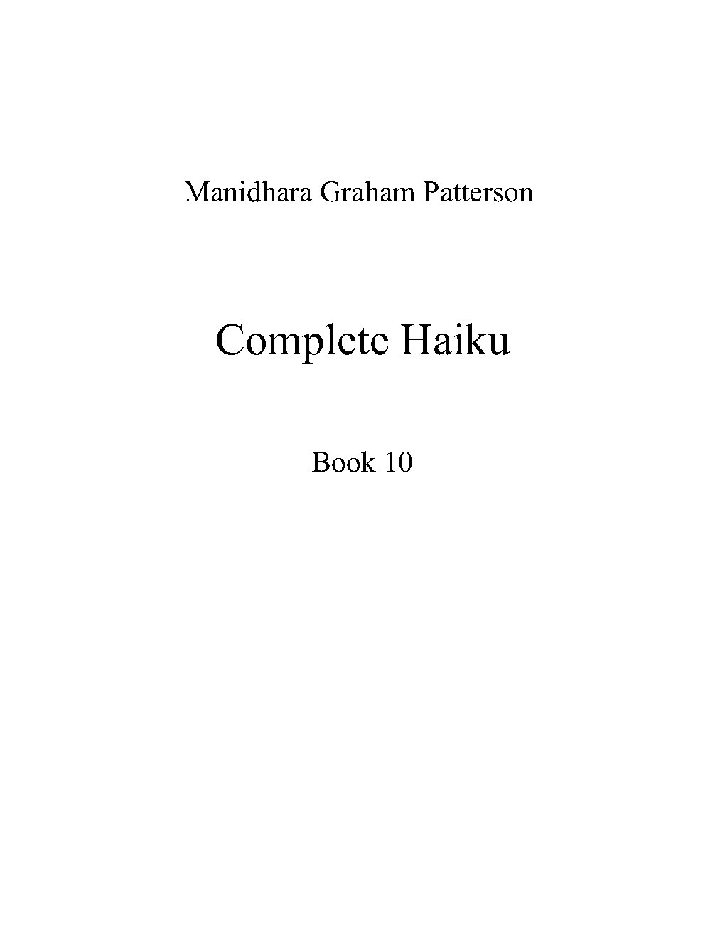 Haiku, Book 10
