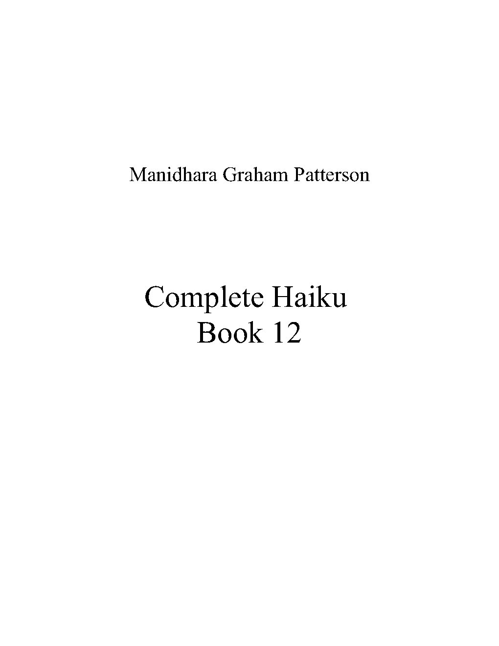 Haiku, Book 12