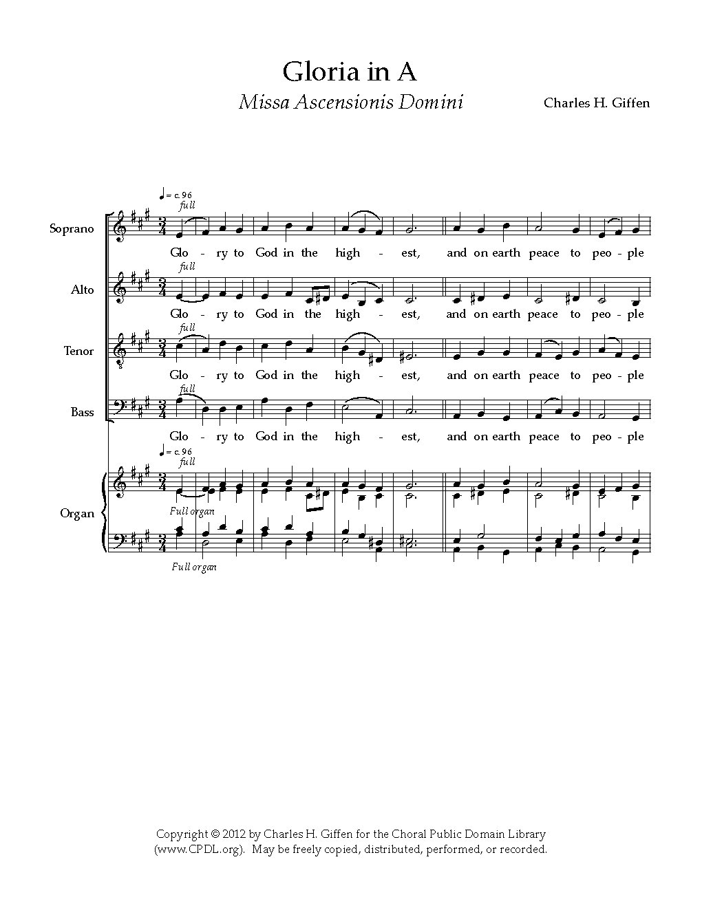 Gloria in A - Choir Script PDF Thumbnail